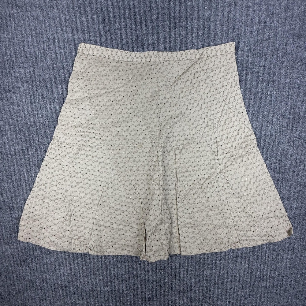 Mossimo Skirt Womens 12 Beige Embroidered Eyelet Floral A Line Knee Length Lined